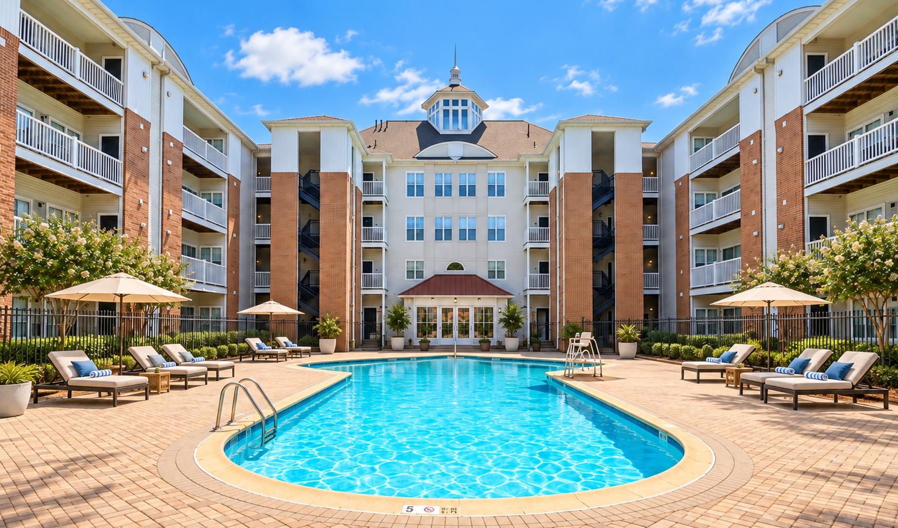 Resort style swimming pool at Haven Largo Apartments in Largo, MD